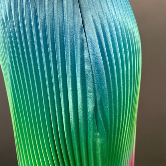 Size XS Multi Color Rainbow Polyester Ombre Pleated Side Zipper Skirt - Picture 4 of 7